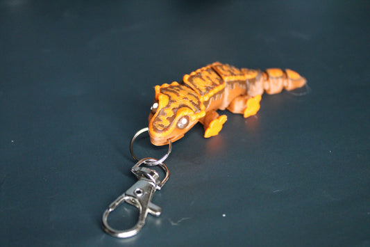 Keychain: Crested Gecko Fidget-Realistic Multicolor